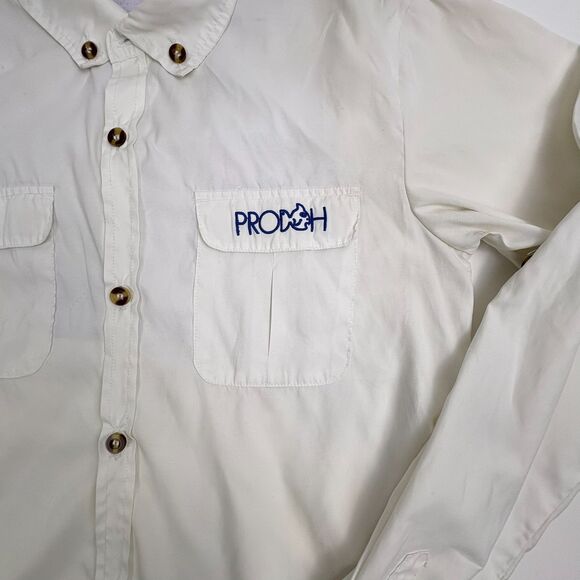 Prodoh Founders Vented Fishing Shirt LS White Button Preppy Outdoor L 14 16 - Picture 6 of 16